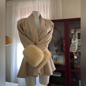 Cream Dero Enterprises by Rocco D'amelio Jacket w/fur cuffs